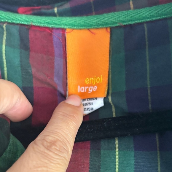 ENJOI Green Hooded Jacket with Plaid Lining - Picture 2 of 9